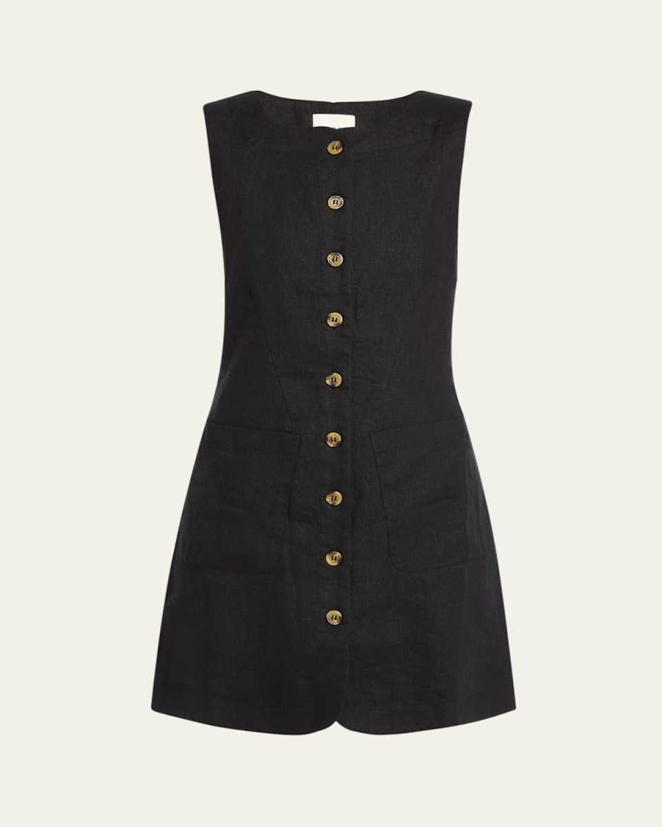 Emma Sleeveless Button-Front Linen Mini Dress